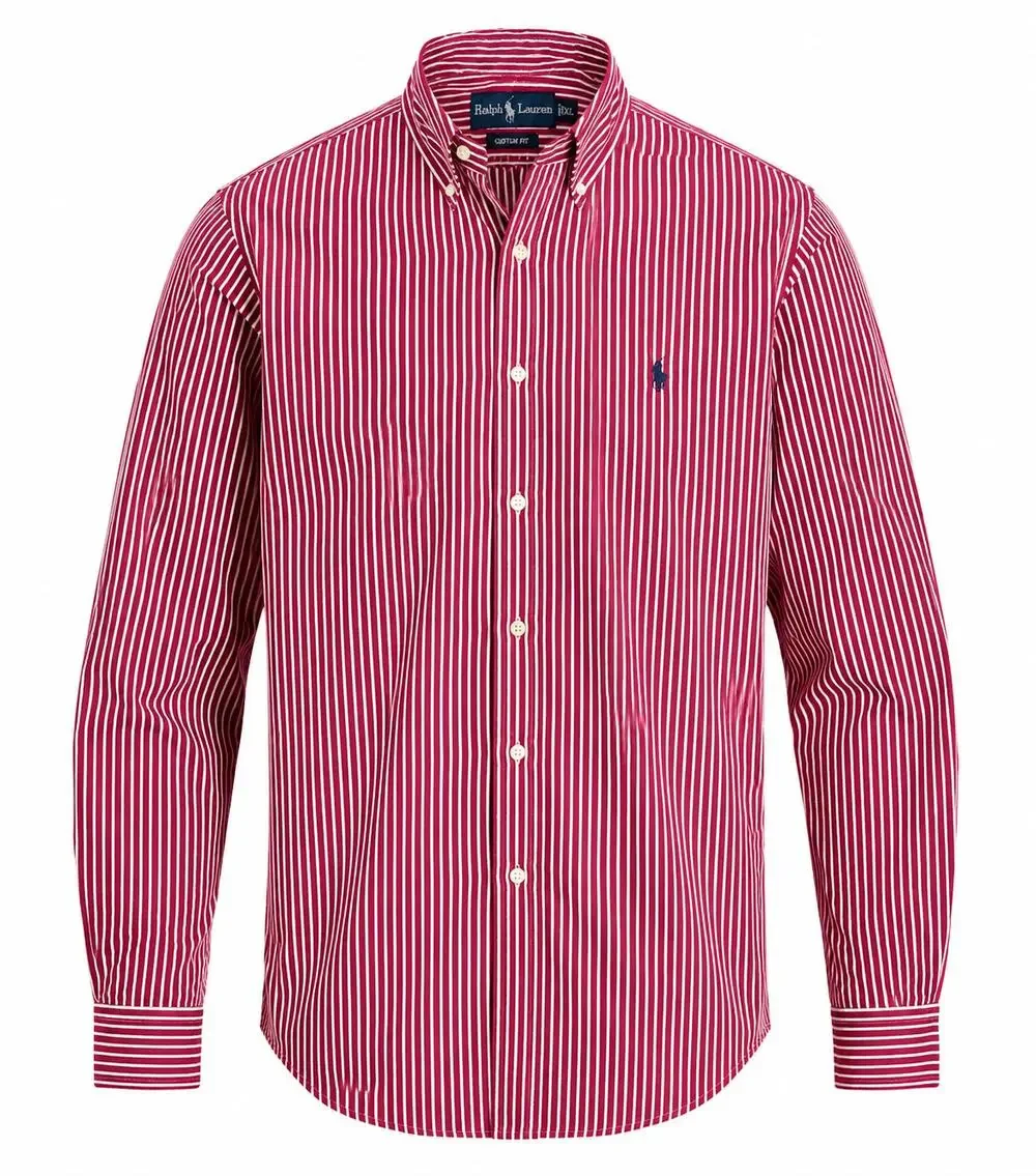 Polo Ralph Lauren Custom Fit Button Shirt Red White Stripe Men's XXL